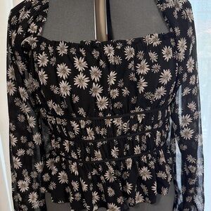 Leyden Black and White Floral Blouse